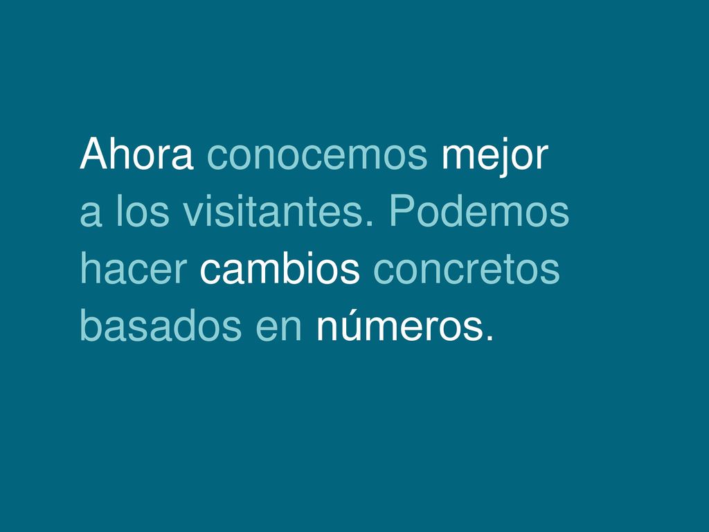 Ahora conocemos mejor a los visitantes. Podemos hacer cambios concretos basados en números.