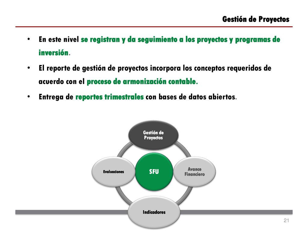 Entrega de reportes trimestrales con bases de datos abiertos.