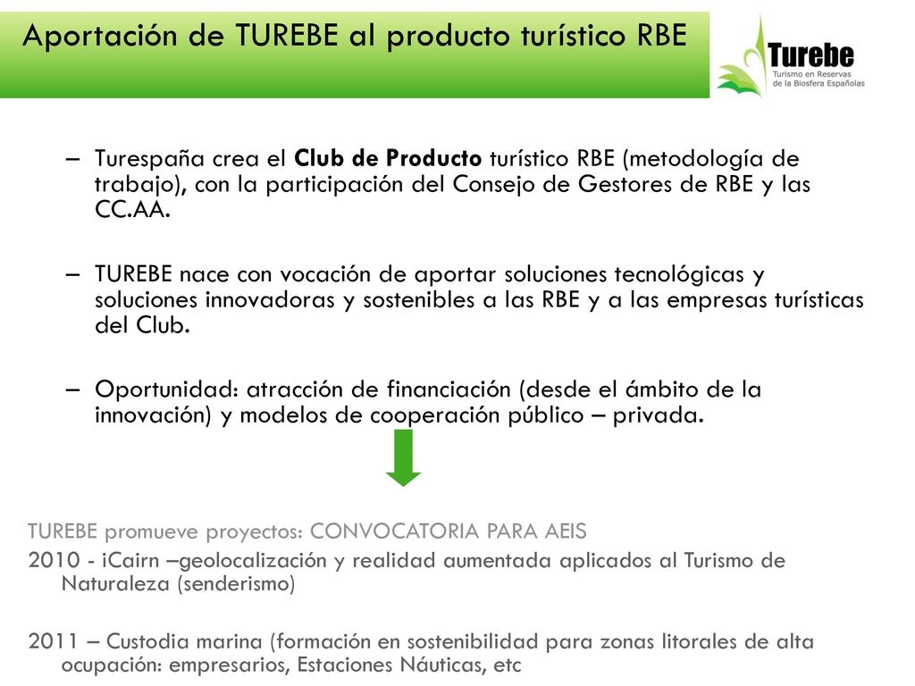 Aportación de TUREBE al producto turístico RBE