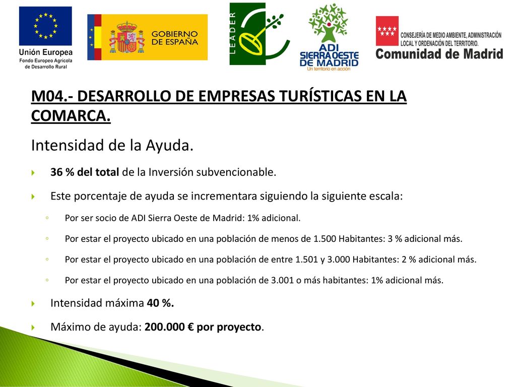M04.- DESARROLLO DE EMPRESAS TURÍSTICAS EN LA COMARCA.