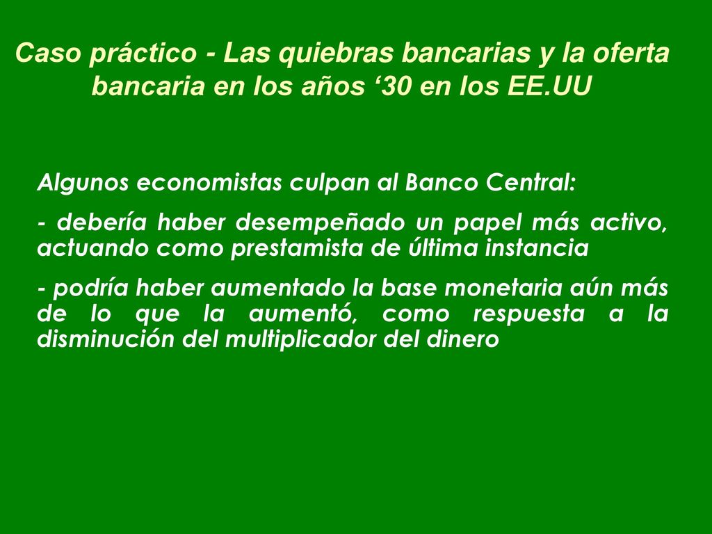 Caso práctico - Las quiebras bancarias y la oferta bancaria en los años ‘30 en los EE.UU