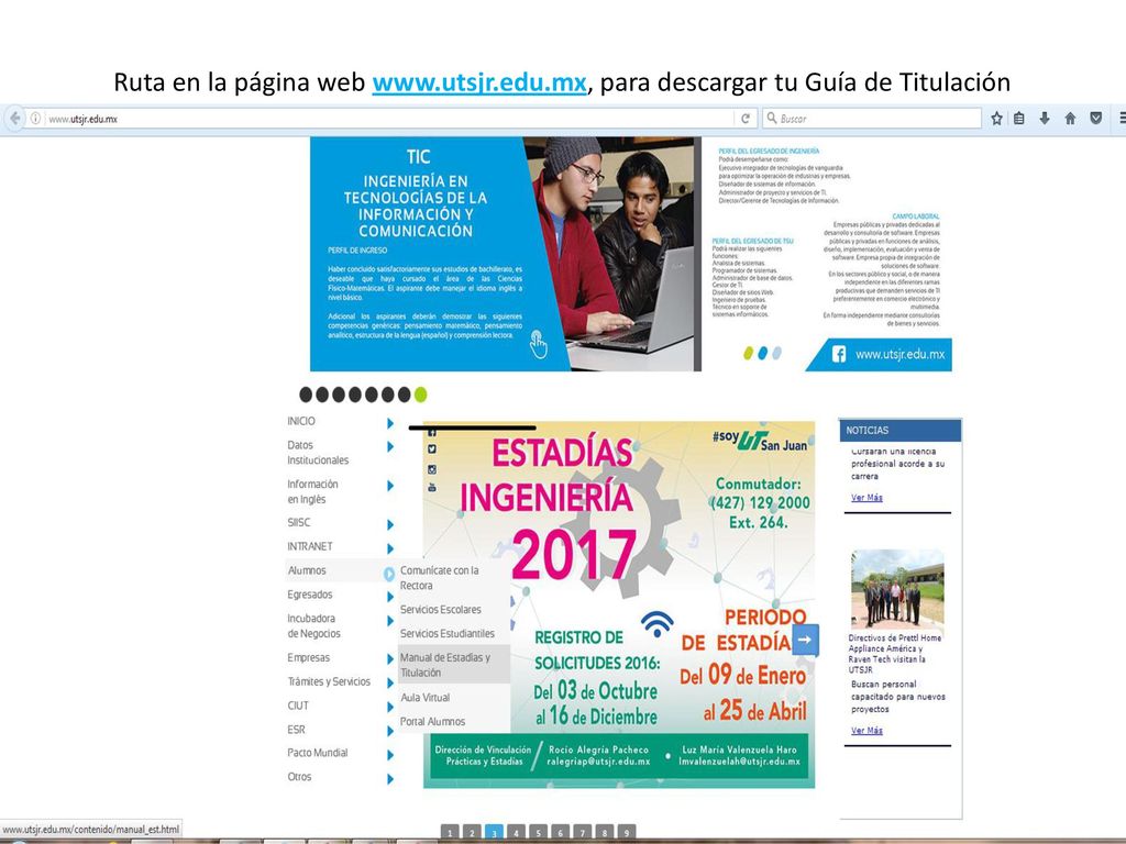 Ruta en la página web   para descargar tu Guía de Titulación