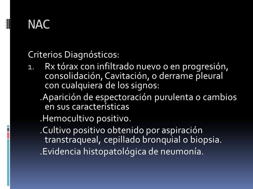 NAC Criterios Diagnósticos: