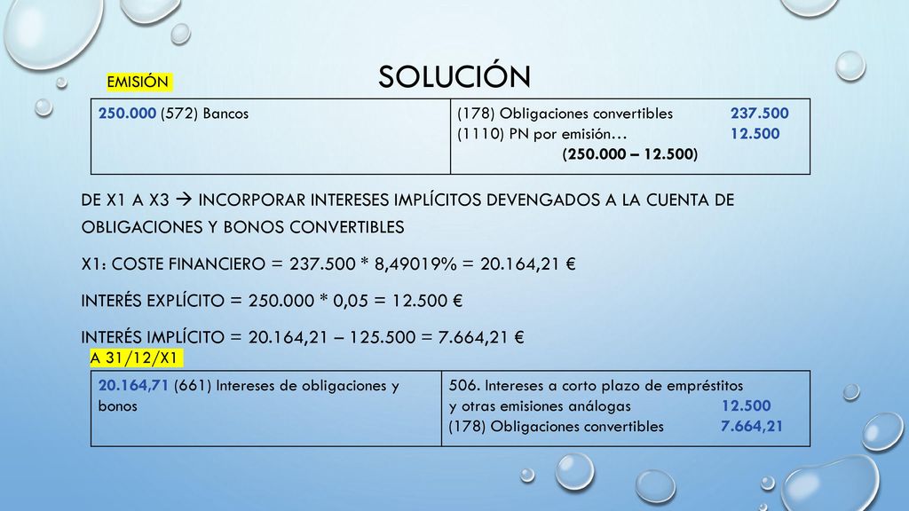solución EMISIÓN (572) Bancos. (178) Obligaciones convertibles (1110) PN por emisión…