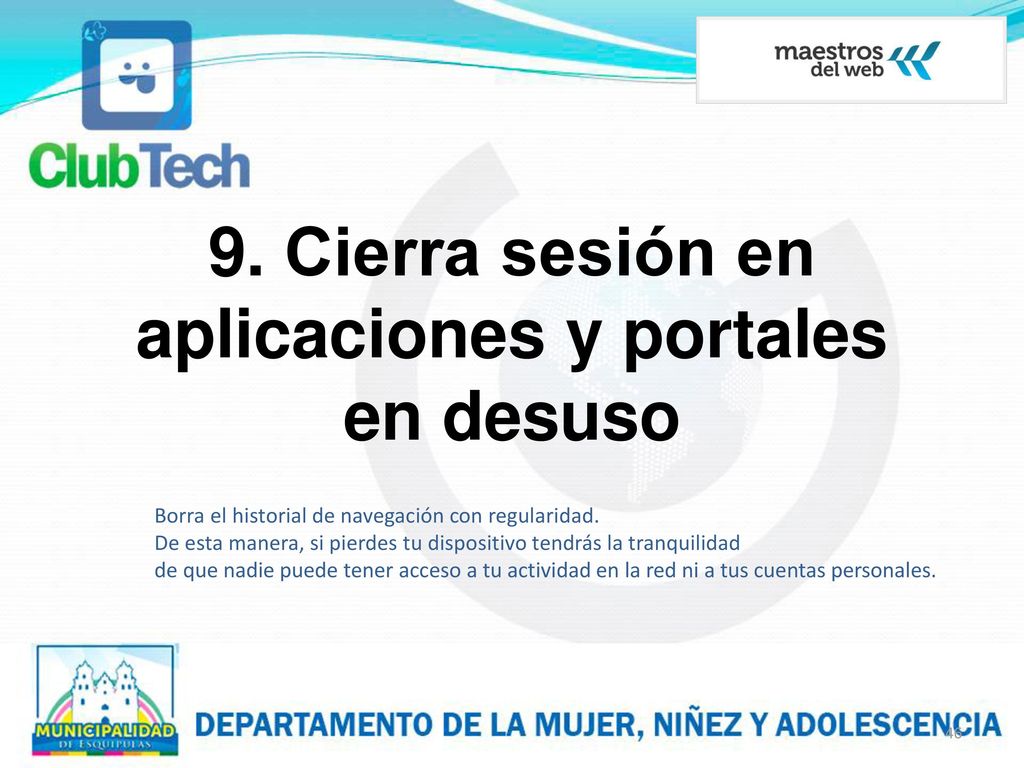 9. Cierra sesión en aplicaciones y portales en desuso