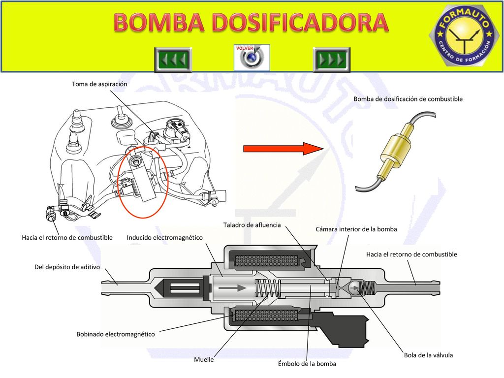 BOMBA DOSIFICADORA Toma de aspiración Hacia el retorno de combustible