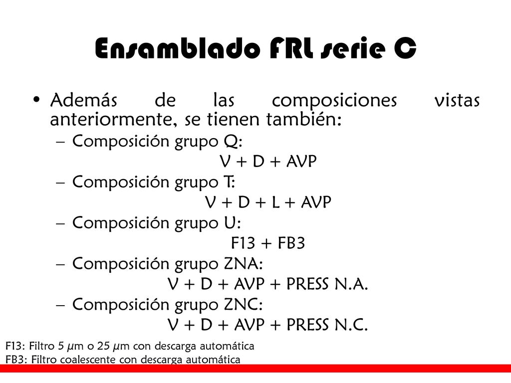 Composición grupo E V + D + L V: Válvula 2/3 vías de mando manual