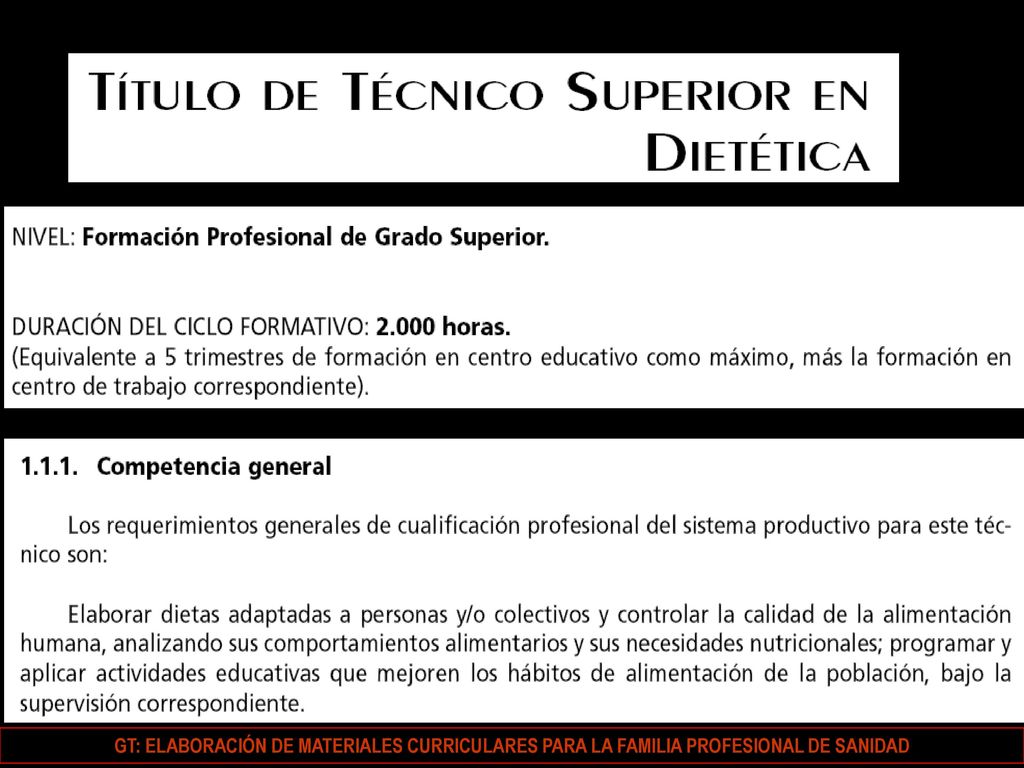 GT: ELABORACIÓN DE MATERIALES CURRICULARES PARA LA FAMILIA PROFESIONAL DE SANIDAD
