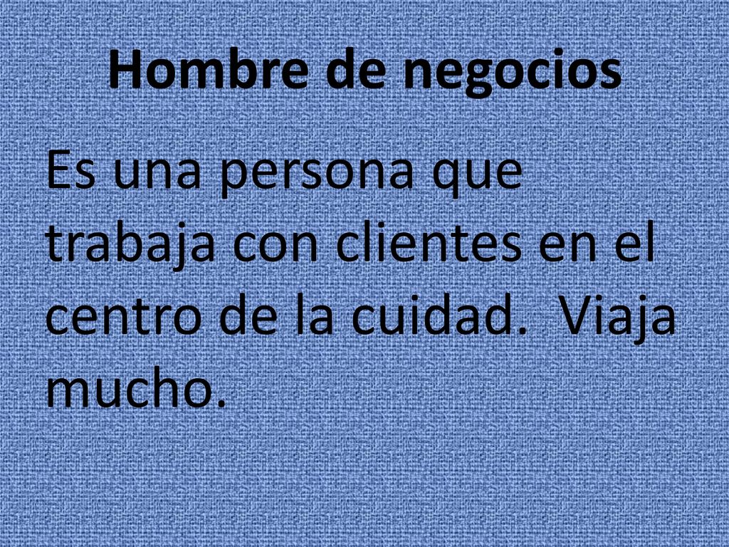 Hombre de negocios Es una persona que trabaja con clientes en el centro de la cuidad. Viaja mucho.