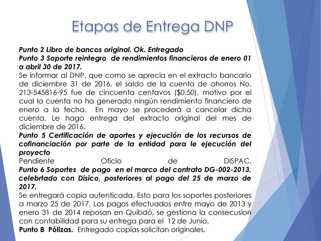 Etapas de Entrega DNP Punto 2 Libro de bancos original. Ok. Entregado
