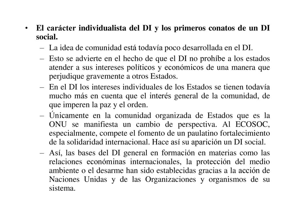 El carácter individualista del DI y los primeros conatos de un DI social.