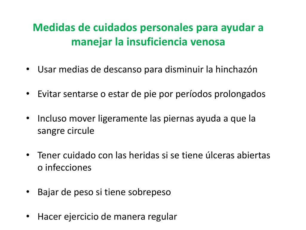 Medidas de cuidados personales para ayudar a manejar la insuficiencia venosa