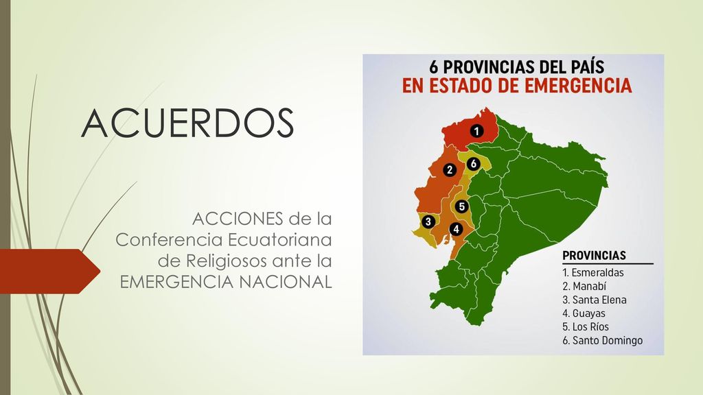 ACUERDOS ACCIONES de la Conferencia Ecuatoriana de Religiosos ante la EMERGENCIA NACIONAL