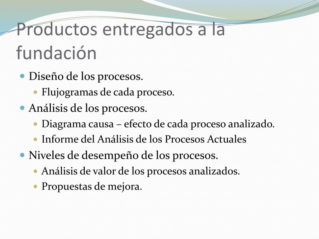 Productos entregados a la fundación