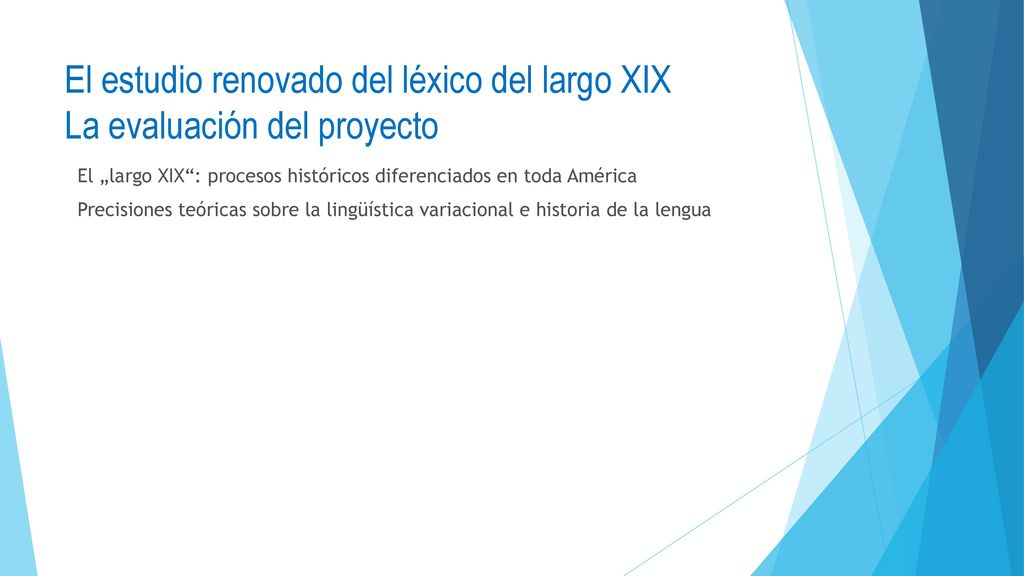 El estudio renovado del léxico del largo XIX La evaluación del proyecto