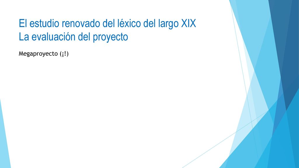 El estudio renovado del léxico del largo XIX La evaluación del proyecto