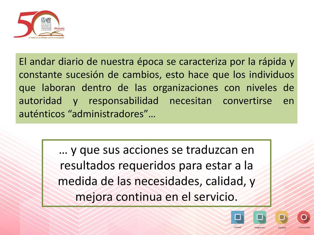 El andar diario de nuestra época se caracteriza por la rápida y constante sucesión de cambios, esto hace que los individuos que laboran dentro de las organizaciones con niveles de autoridad y responsabilidad necesitan convertirse en auténticos administradores …