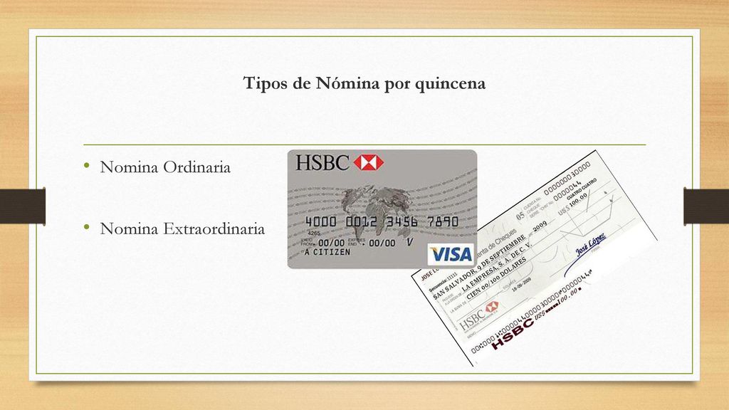 Tipos de Nómina por quincena