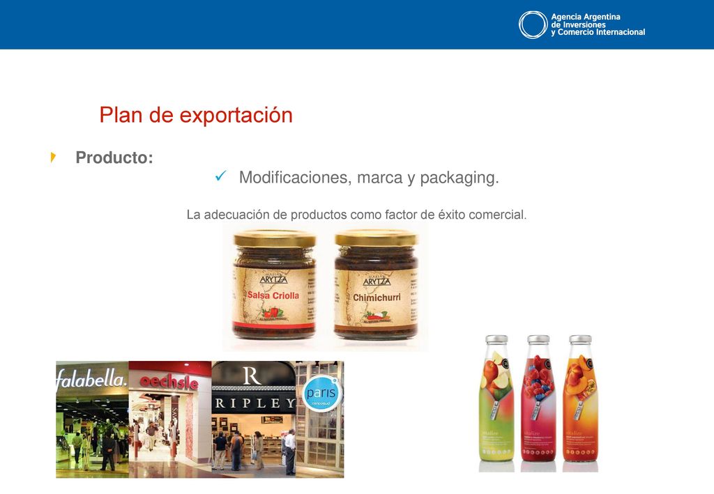 Plan de exportación Producto: Modificaciones, marca y packaging.