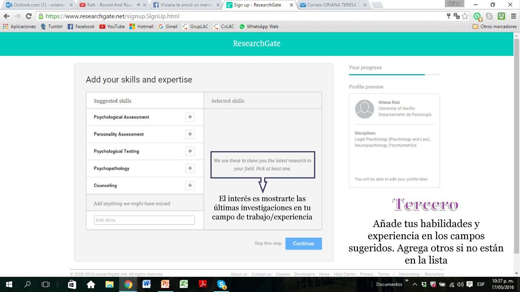 El interés es mostrarte las últimas investigaciones en tu campo de trabajo/experiencia
