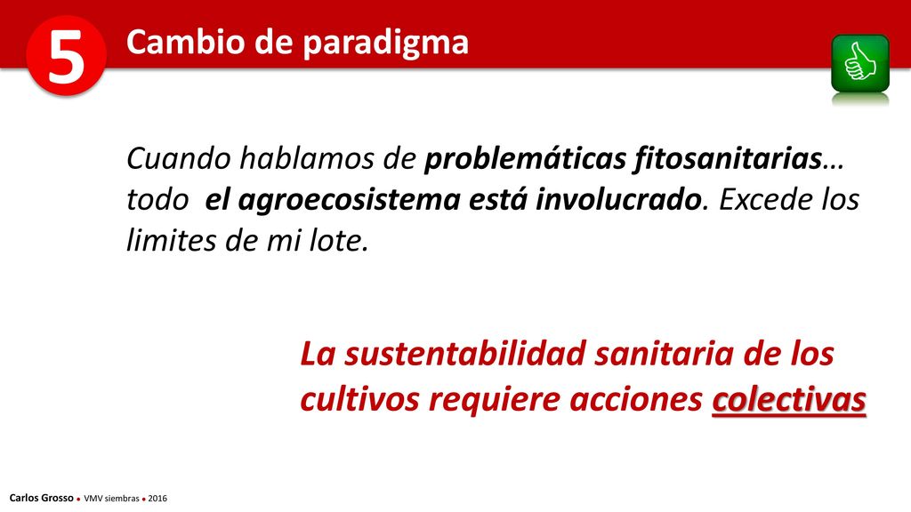 5 Cambio de paradigma. Cuando hablamos de problemáticas fitosanitarias… todo el agroecosistema está involucrado. Excede los limites de mi lote.