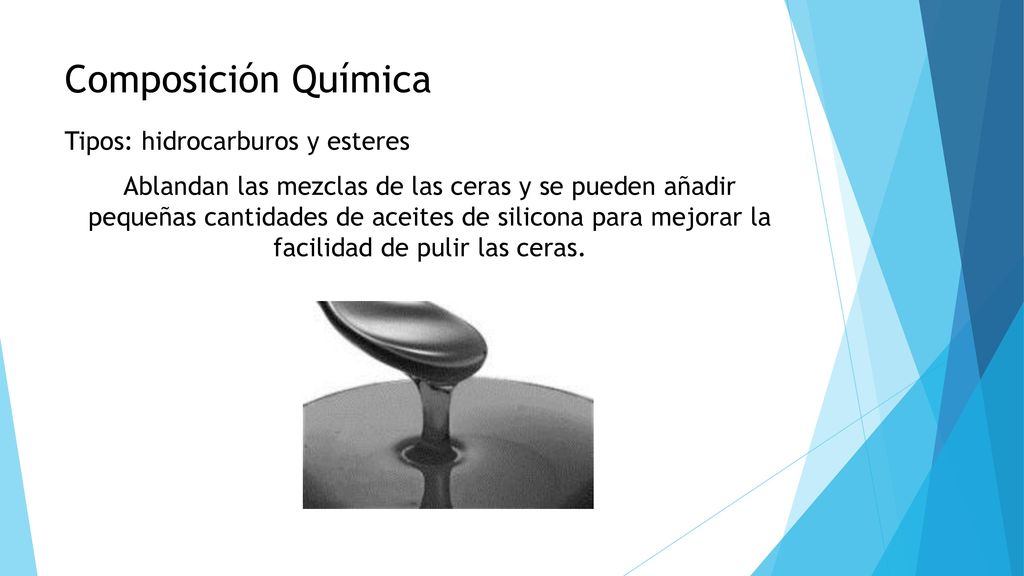 Composición Química Tipos: hidrocarburos y esteres