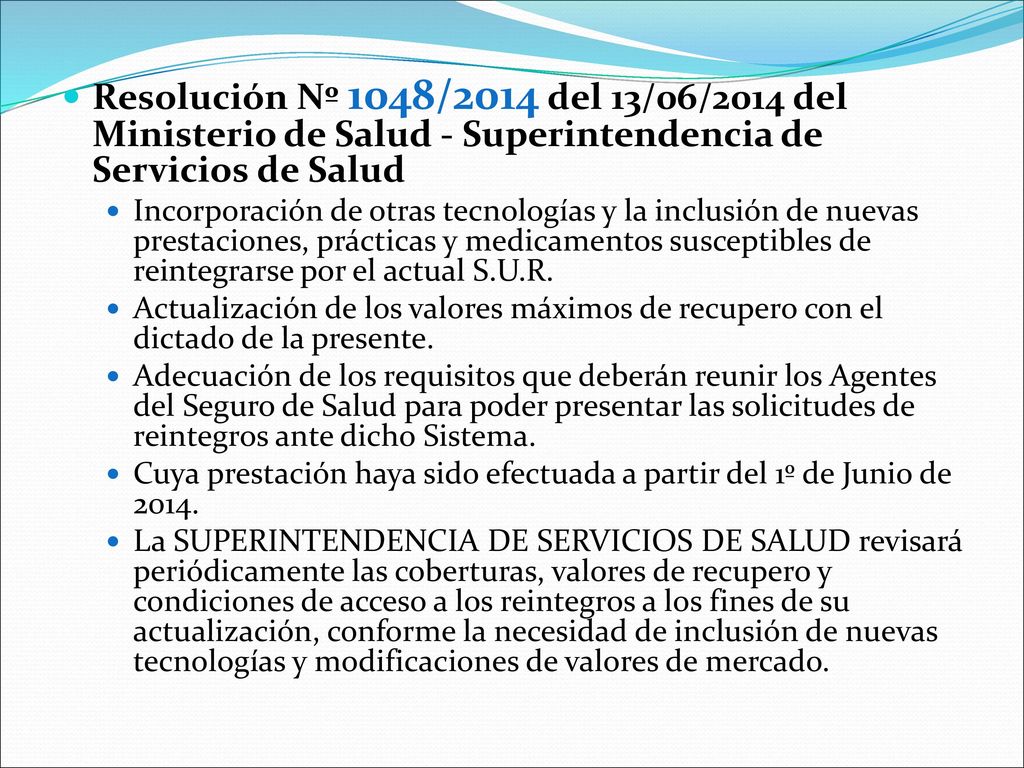 Resolución Nº 1048/2014 del 13/06/2014 del Ministerio de Salud - Superintendencia de Servicios de Salud