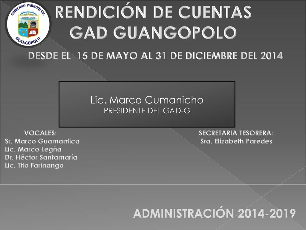 DESDE EL 15 DE MAYO AL 31 DE DICIEMBRE DEL 2014
