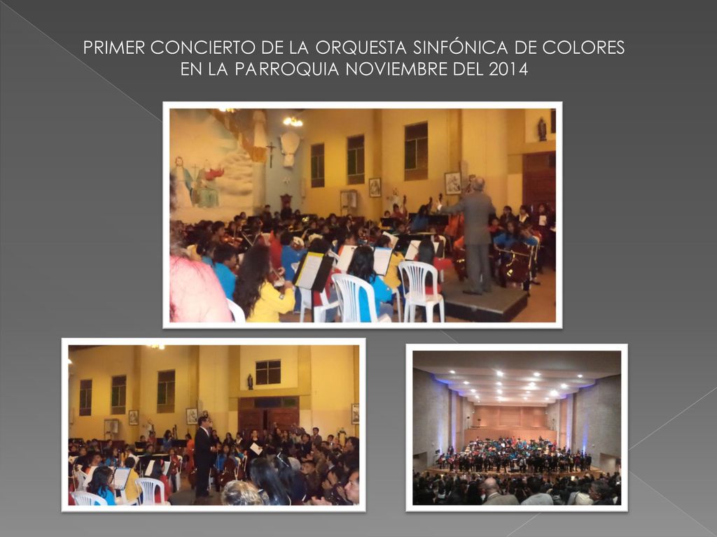 PRIMER CONCIERTO DE LA ORQUESTA SINFÓNICA DE COLORES EN LA PARROQUIA NOVIEMBRE DEL 2014