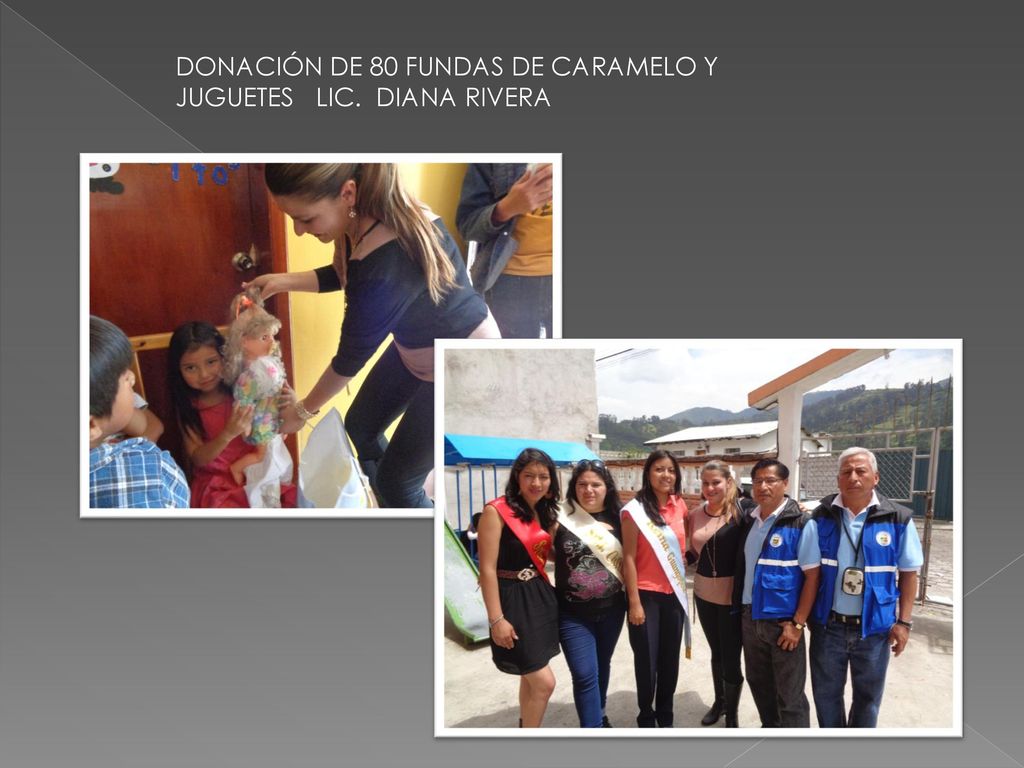 DONACIÓN DE 80 FUNDAS DE CARAMELO Y JUGUETES LIC. DIANA RIVERA