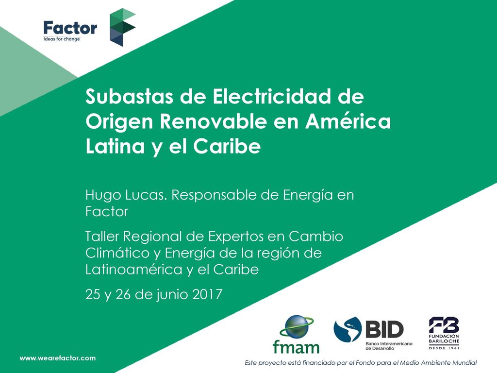 Subastas de Electricidad de Origen Renovable en América Latina y el Caribe