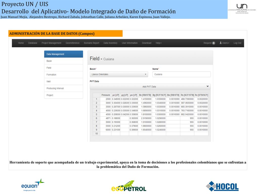 Desarrollo del Aplicativo- Modelo Integrado de Daño de Formación