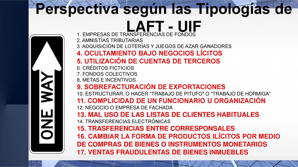 Perspectiva según las Tipologías de LAFT - UIF