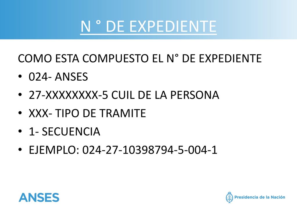 N ° DE EXPEDIENTE COMO ESTA COMPUESTO EL N° DE EXPEDIENTE 024- ANSES