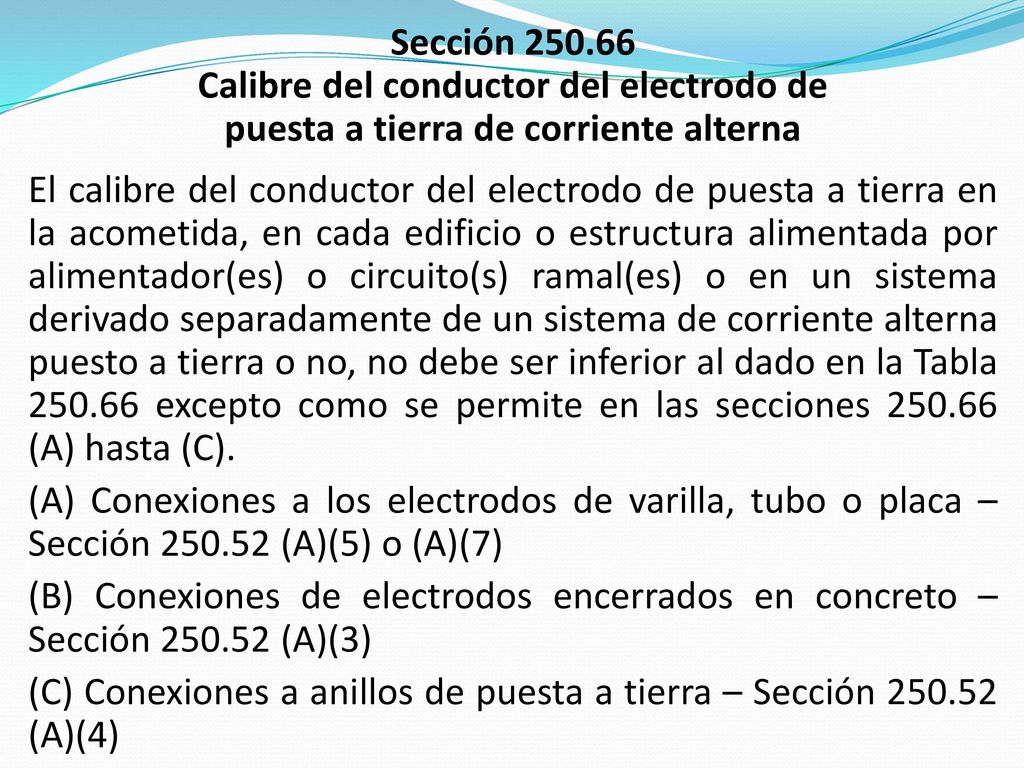 Calibre del conductor del electrodo de