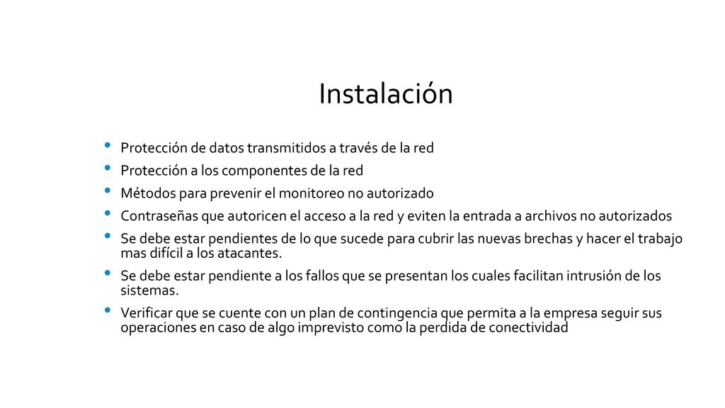 Instalación Protección de datos transmitidos a través de la red