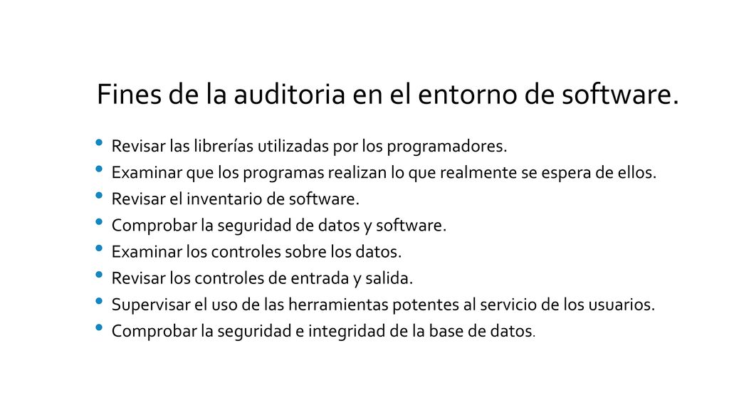 Fines de la auditoria en el entorno de software.