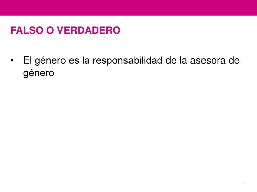 El género es la responsabilidad de la asesora de género