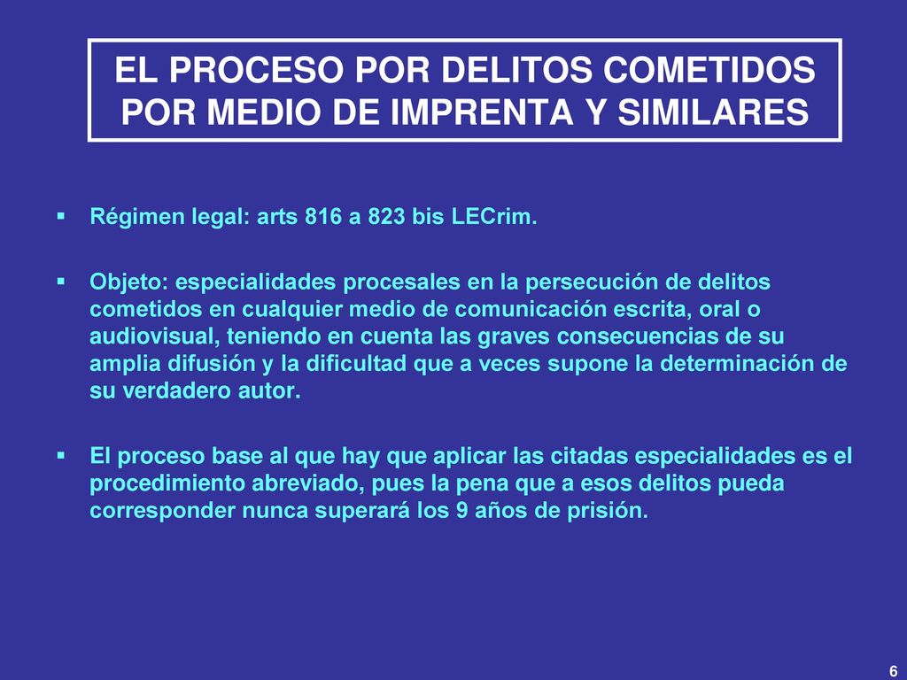 EL PROCESO POR DELITOS COMETIDOS POR MEDIO DE IMPRENTA Y SIMILARES
