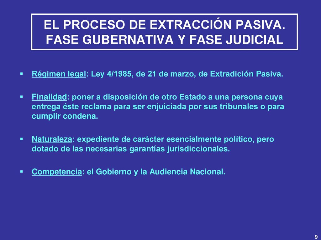 EL PROCESO DE EXTRACCIÓN PASIVA. FASE GUBERNATIVA Y FASE JUDICIAL
