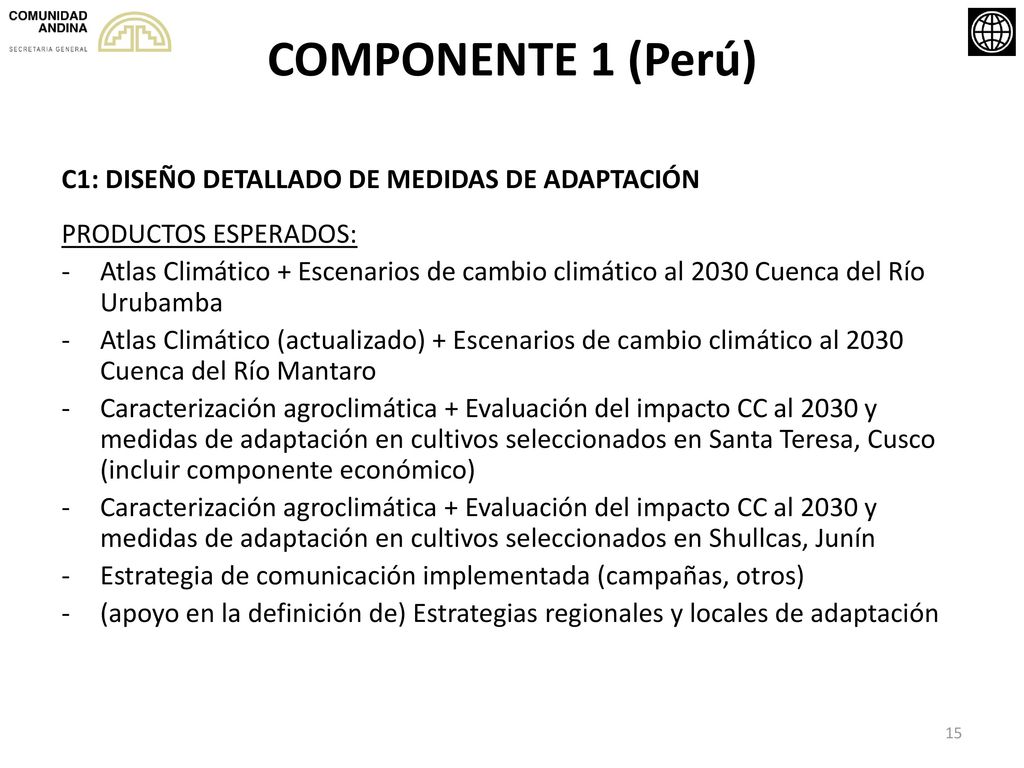 COMPONENTE 1 (Perú) C1: DISEÑO DETALLADO DE MEDIDAS DE ADAPTACIÓN