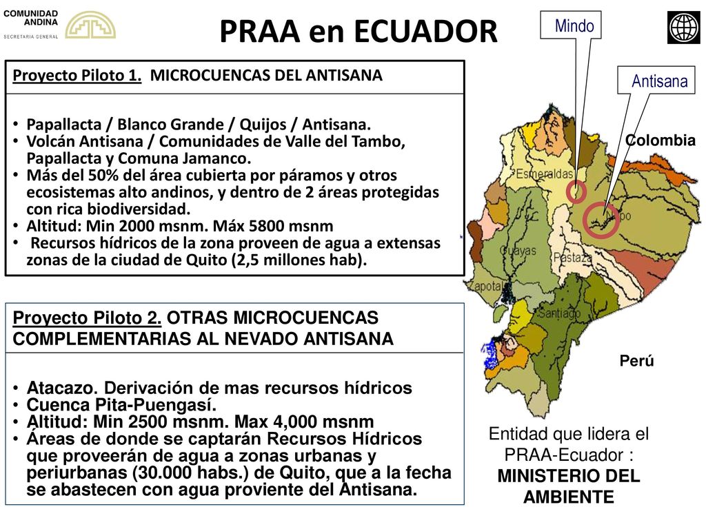 Entidad que lidera el PRAA-Ecuador : MINISTERIO DEL AMBIENTE