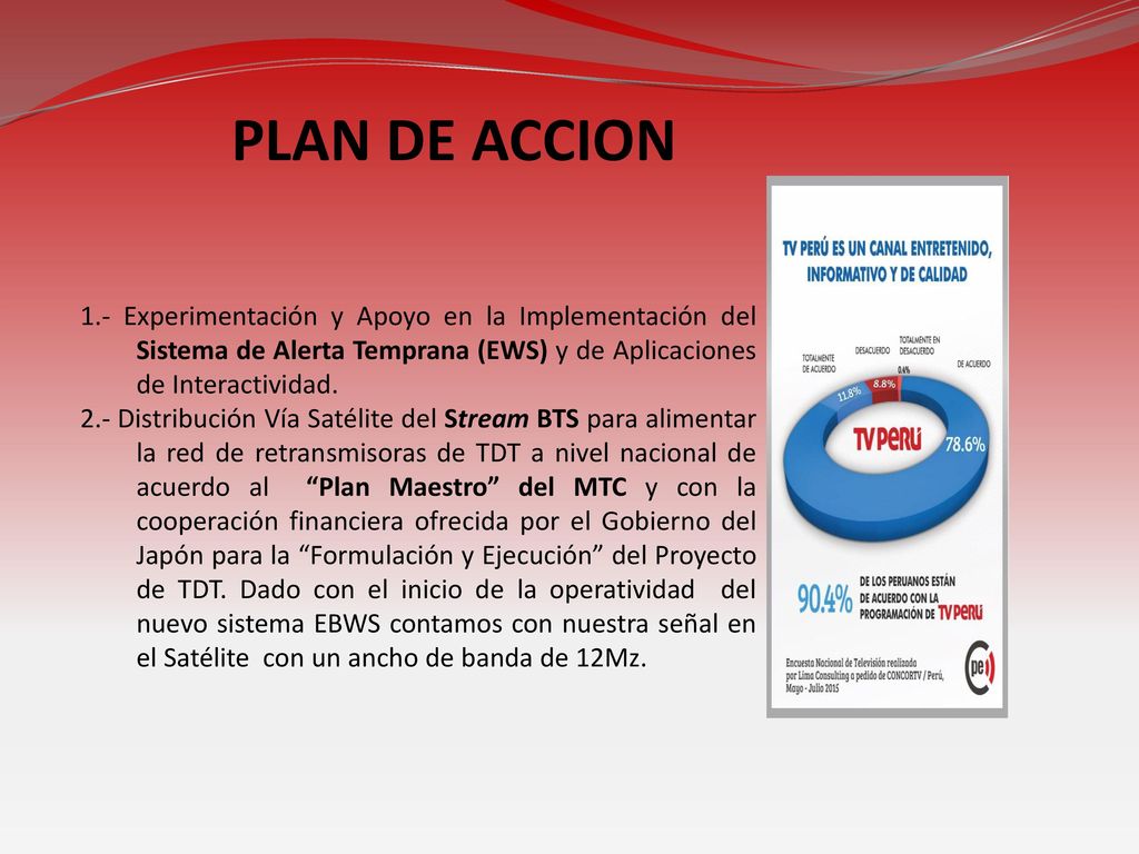 PLAN DE ACCION 1.- Experimentación y Apoyo en la Implementación del Sistema de Alerta Temprana (EWS) y de Aplicaciones de Interactividad.