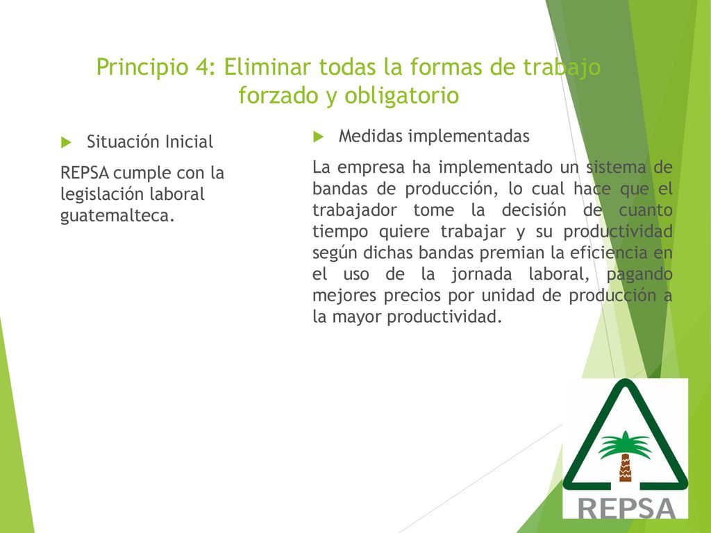 Principio 4: Eliminar todas la formas de trabajo forzado y obligatorio