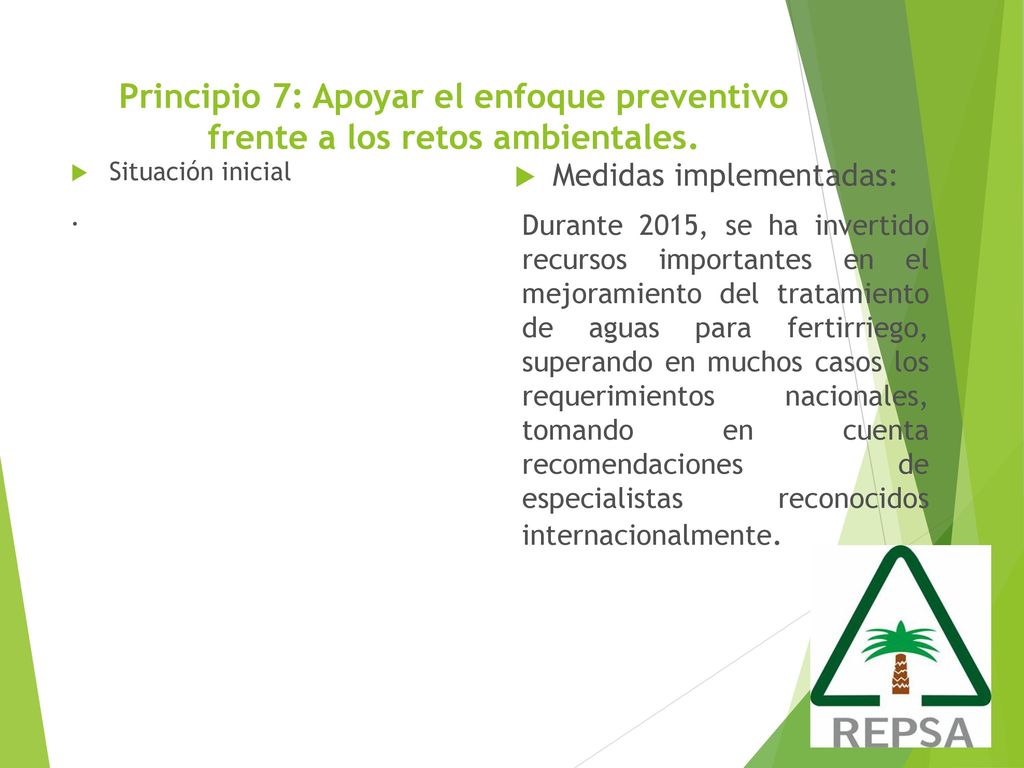 Principio 7: Apoyar el enfoque preventivo frente a los retos ambientales.