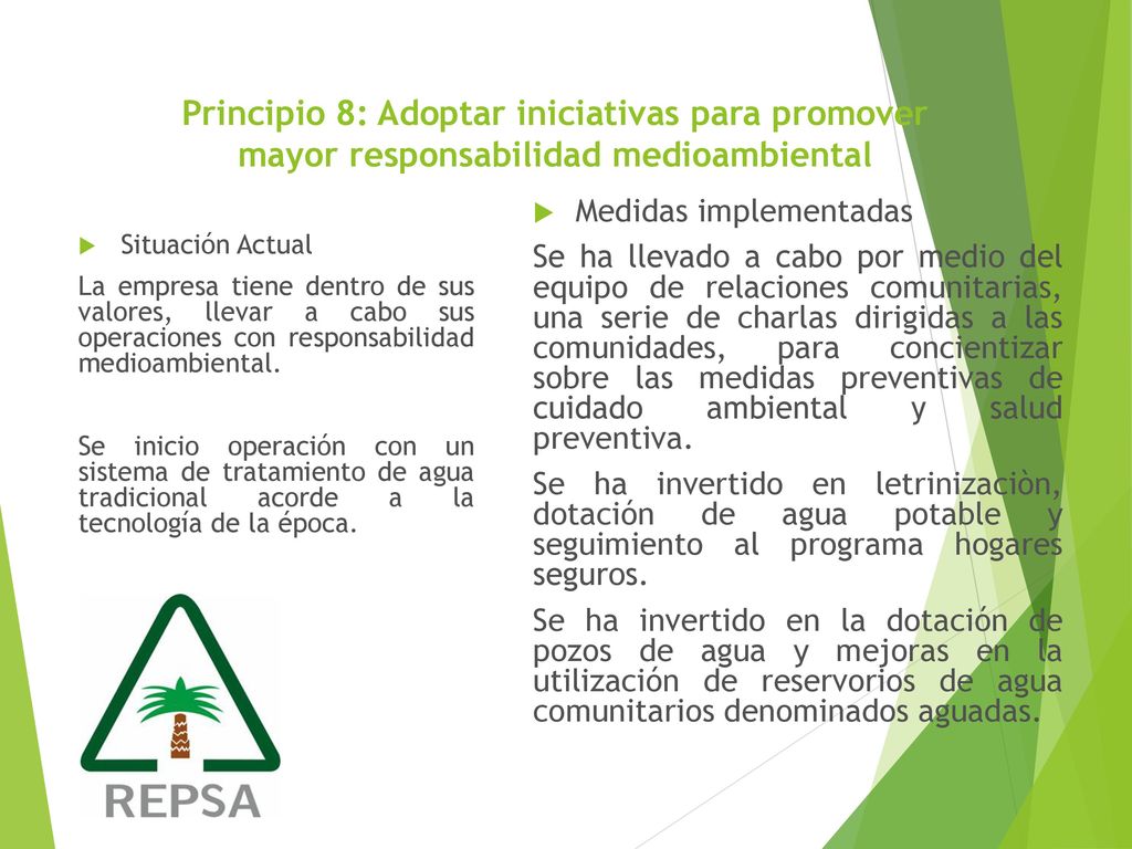 Principio 8: Adoptar iniciativas para promover mayor responsabilidad medioambiental