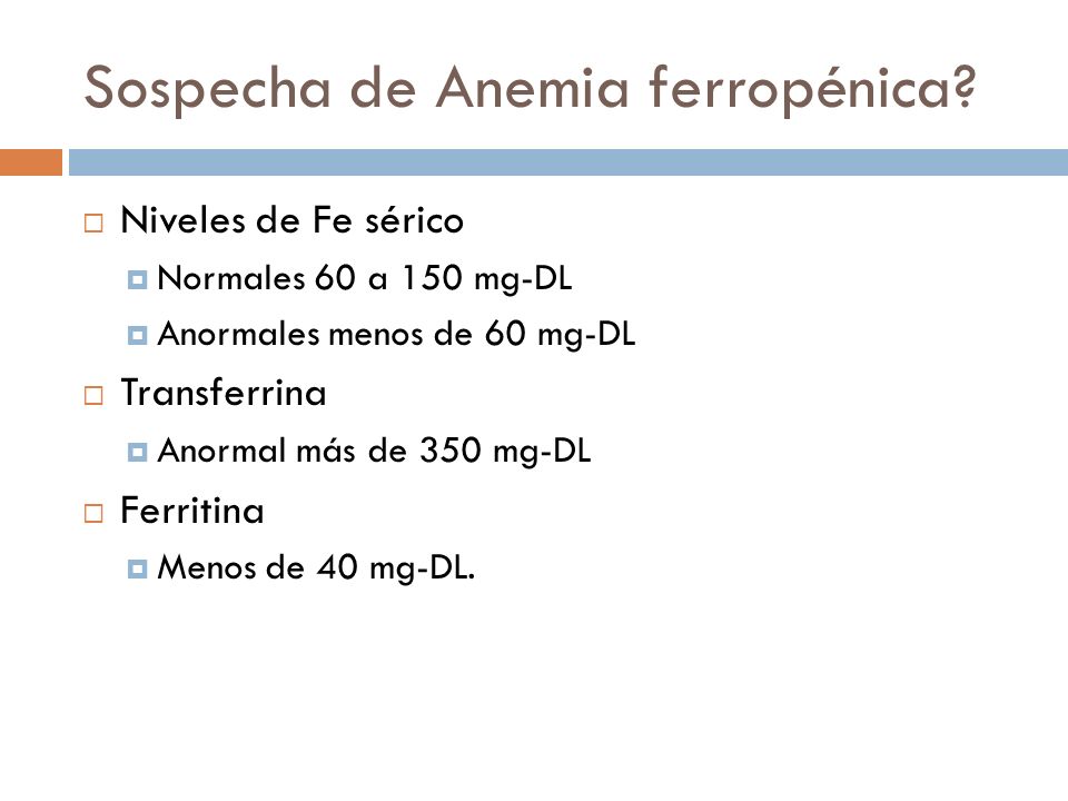 Sospecha de Anemia ferropénica