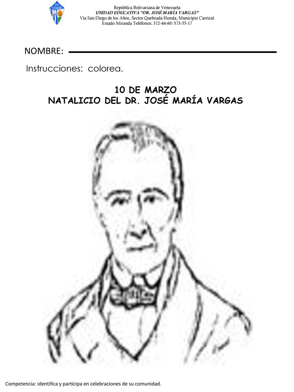 NOMBRE: 10 DE MARZO NATALICIO DEL DR. JOSÉ MARÍA VARGAS