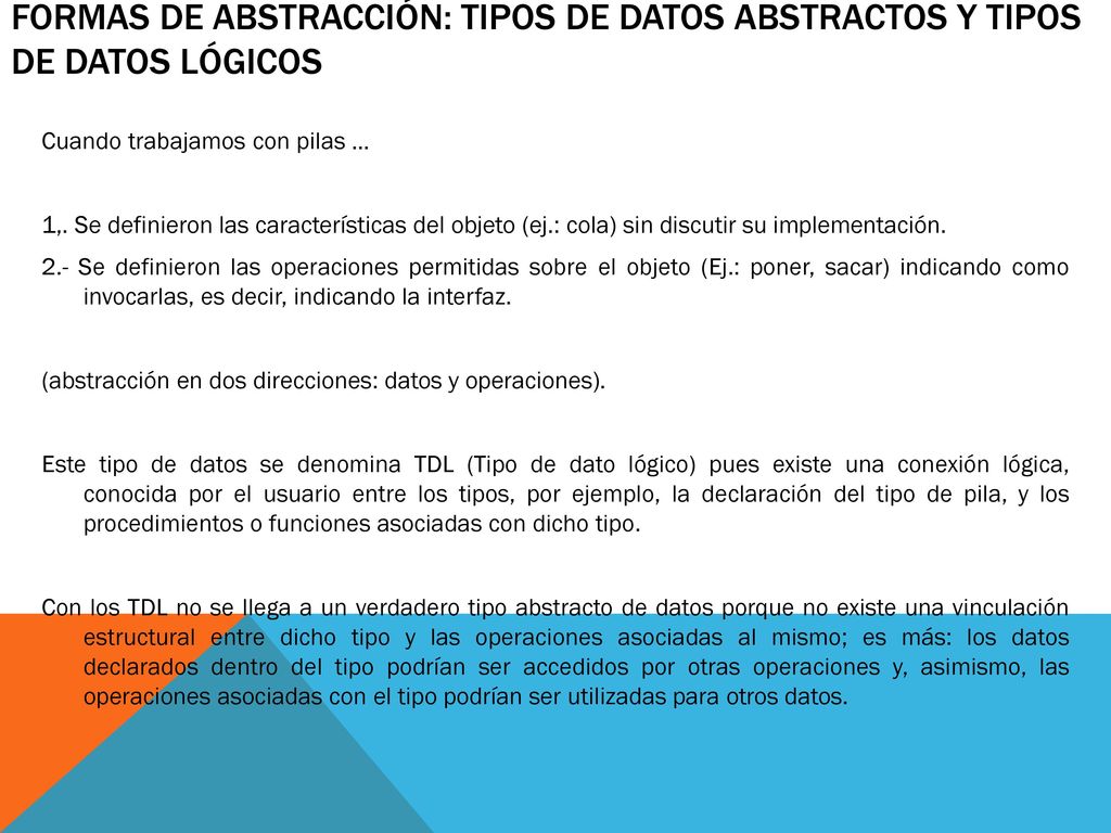 Formas de abstracción: tipos de datos abstractos y tipos de datos lógicos