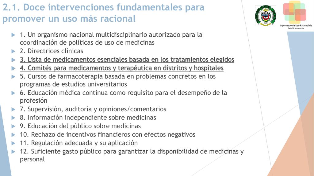 2.1. Doce intervenciones fundamentales para promover un uso más racional